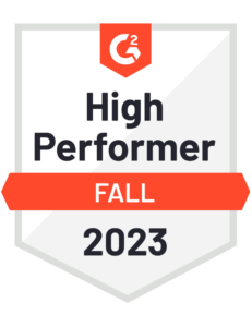 Prodly’s High Performer badge for the G2 Fall 2023 Reports.